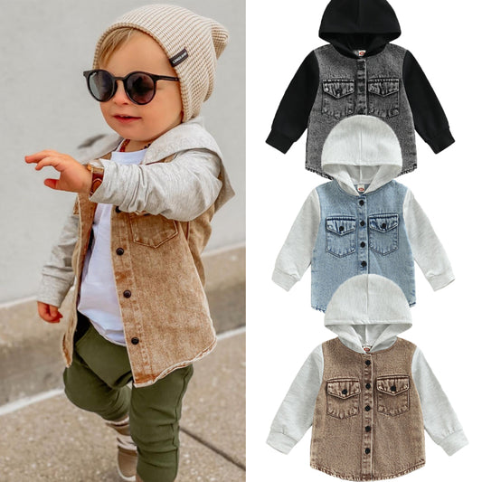 Boys' And Girls' Coats In The Little Boy Style Chic Handsome Cowboy Hooded Top